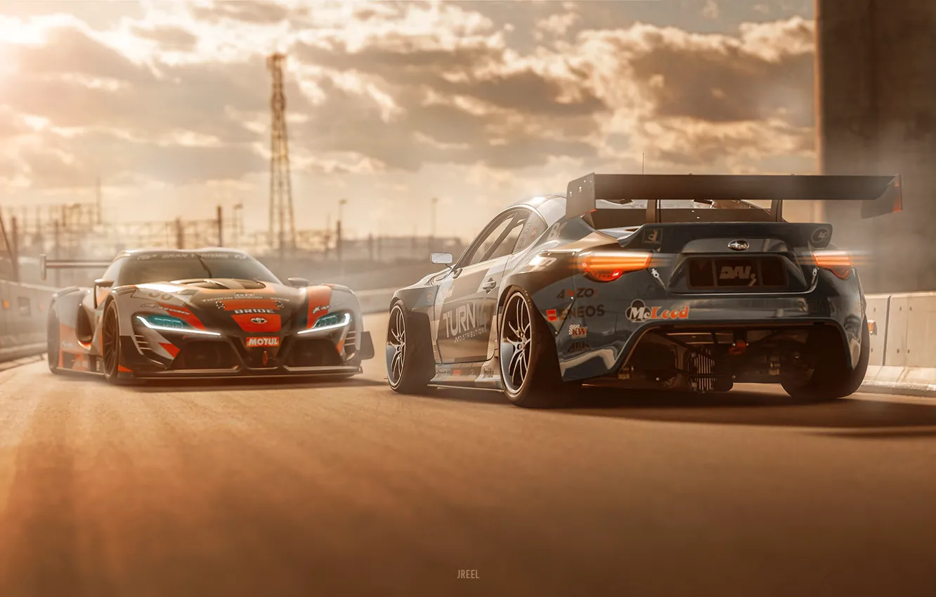 Photo wallpaper machine, auto, Subaru, Toyota, art, subaru brz, Toyota FT-1, Game Art
