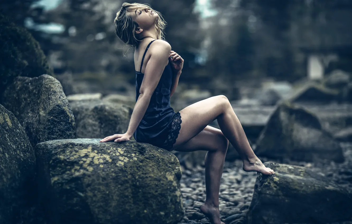 Photo wallpaper girl, stones, legs, Magnus Brynestam