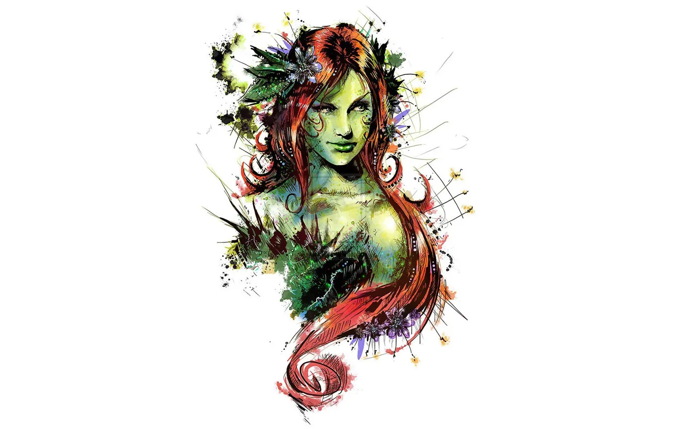 Photo wallpaper art, comics, redhead, dc universe, poison ivy