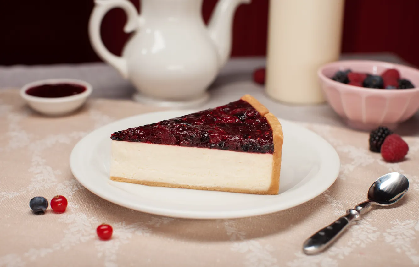 Photo wallpaper berries, cake, cheesecake