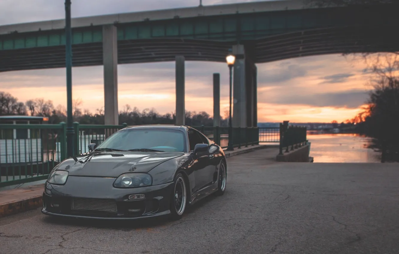 Photo wallpaper Sunset, Auto, Toyota, Supra, JDM