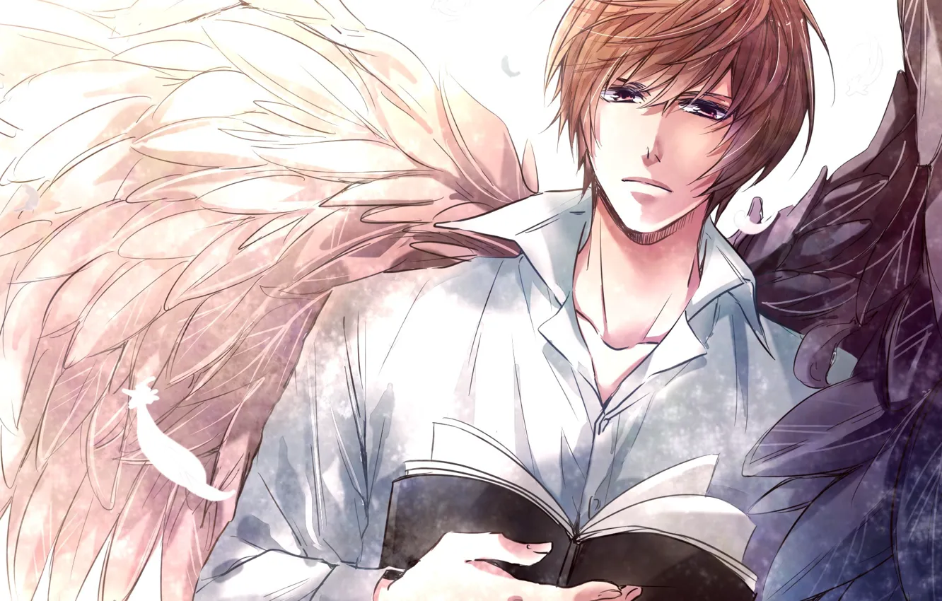 Photo wallpaper angel, anime, art, book, guy, Death Note, Light, Death note