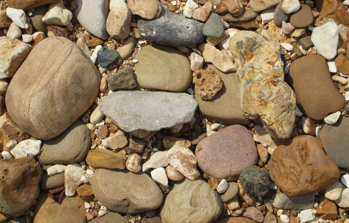 Photo wallpaper beach, pebbles, stones, texture