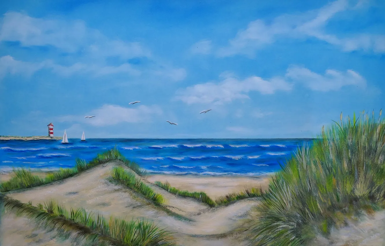 Photo wallpaper sea, landscape, lighthouse, picture