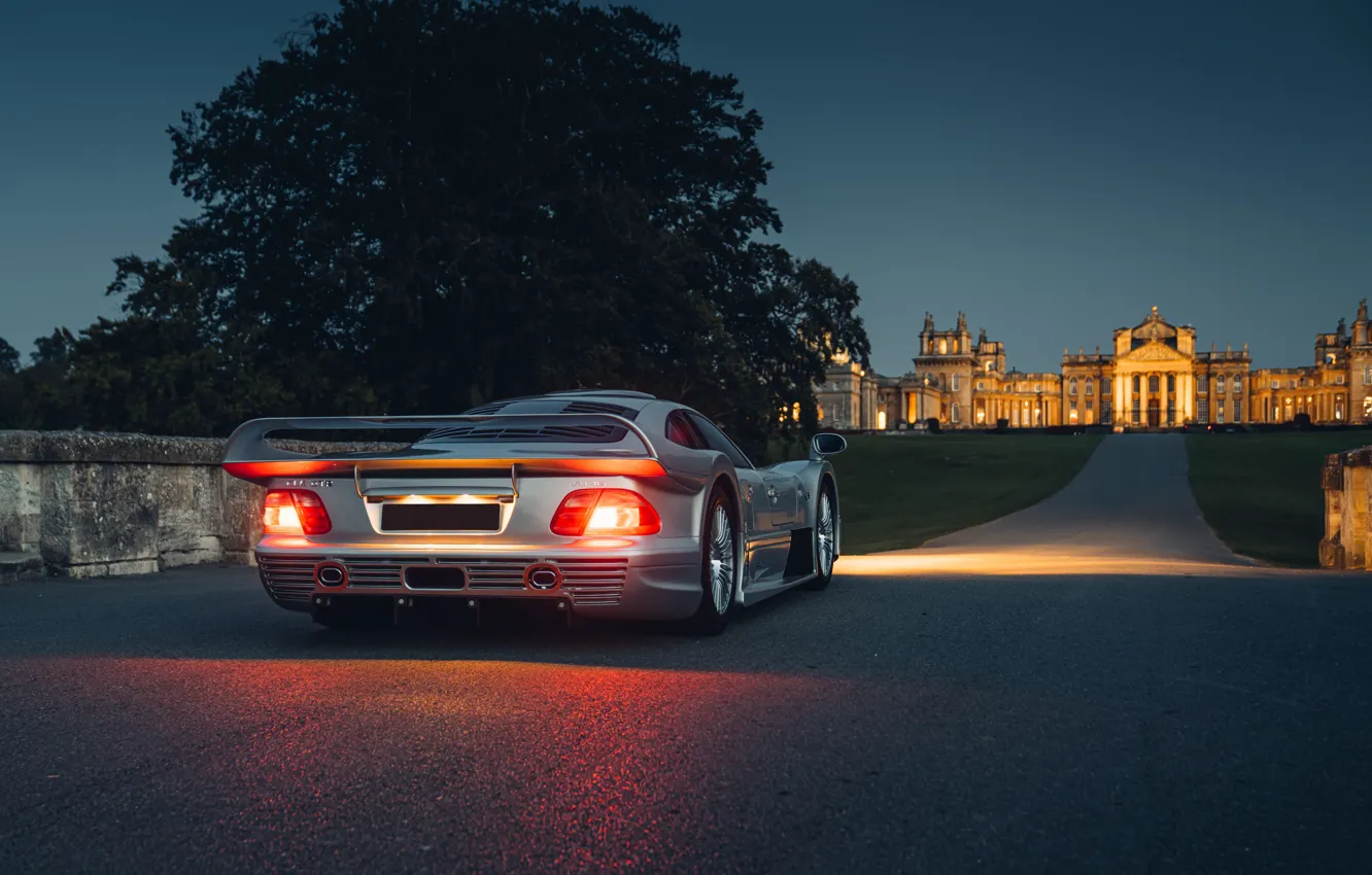 Photo wallpaper car, Mercedes-Benz, AMG, CLK, rear view, Mercedes-Benz CLK GTR AMG Coupe, taillights, rear wing