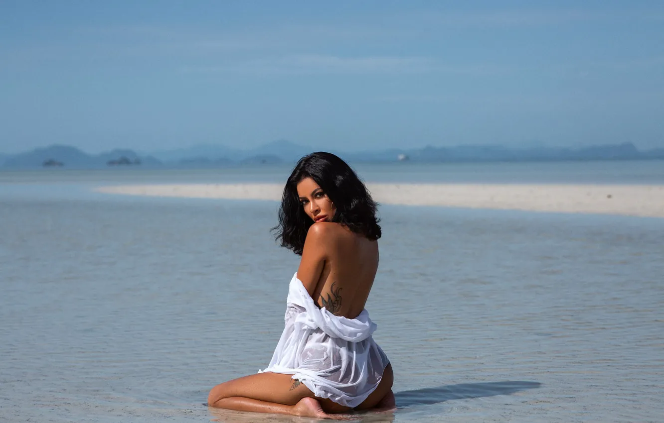 Photo wallpaper ass, ass, look, girl, model, panties, back, barefoot