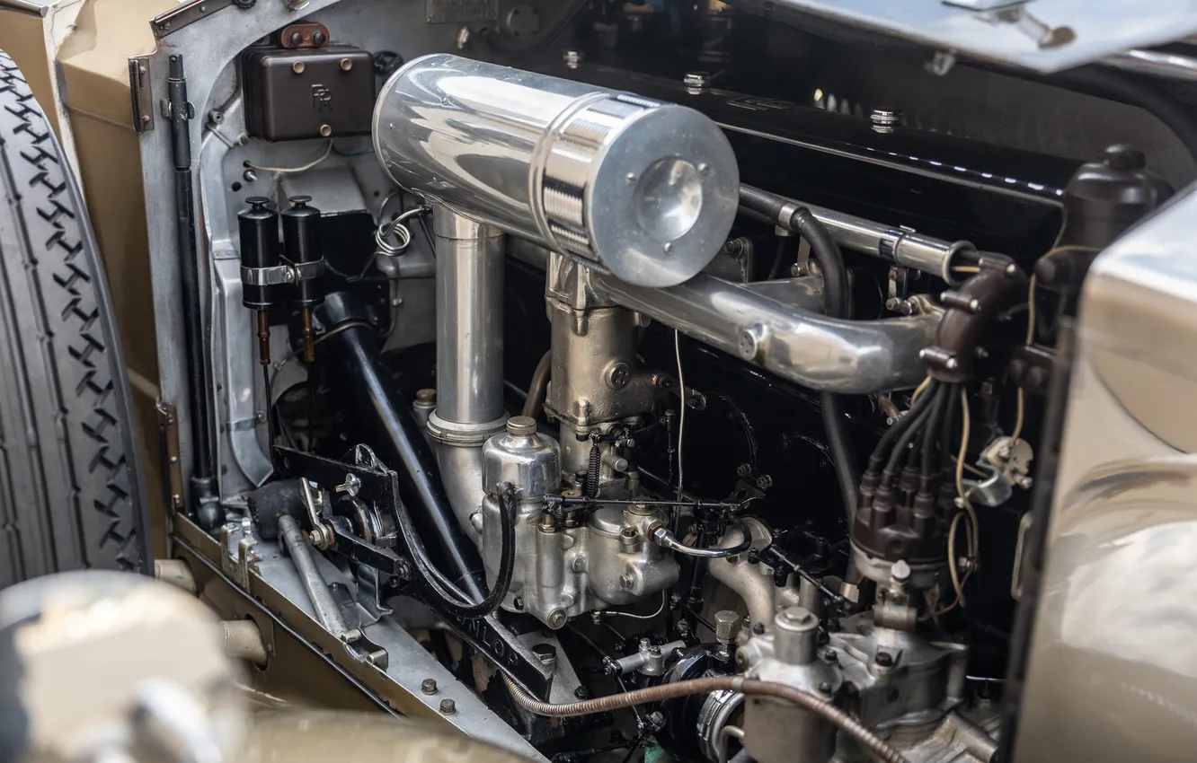 Photo wallpaper Continental, Rolls-Royce, Phantom II, retro cars, 1933, Drophead Coupe, under the hood, Retro Cars