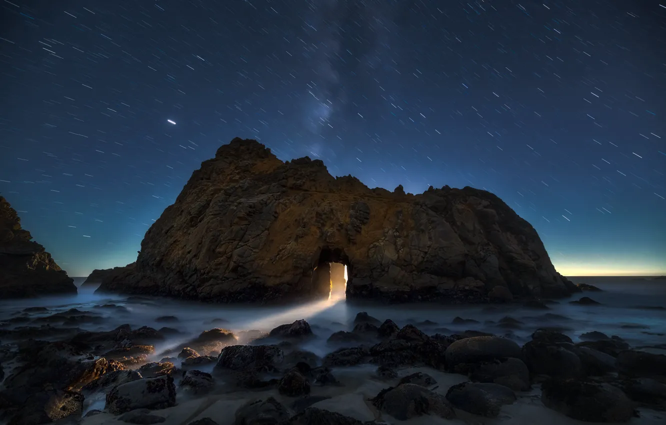 Photo wallpaper stars, light, rocks, light, rock, stars, Aidong Ning