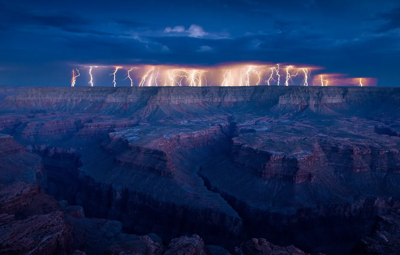 Photo wallpaper the storm, clouds, rocks, zipper, The Grand Canyon, Grand Canyon