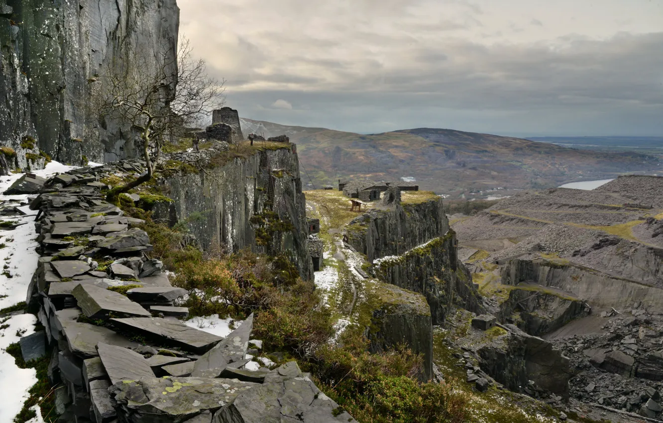 Photo wallpaper mountains, stones, rocks, Wales
