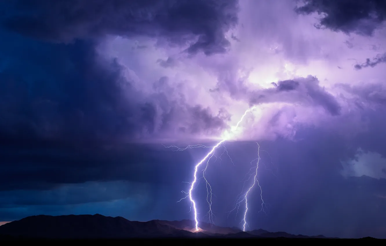 Photo wallpaper the storm, the sky, lightning, AZ