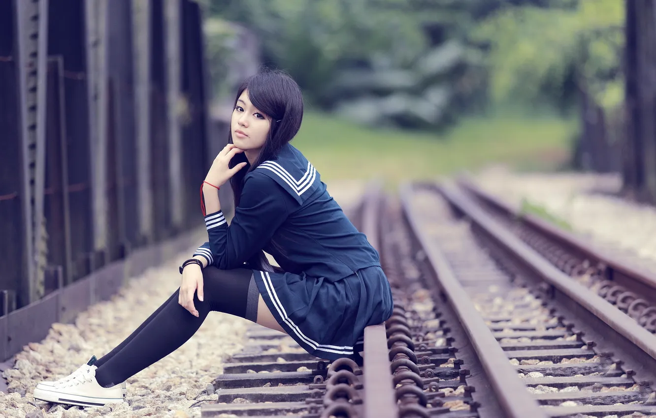 Photo wallpaper look, girl, Asian