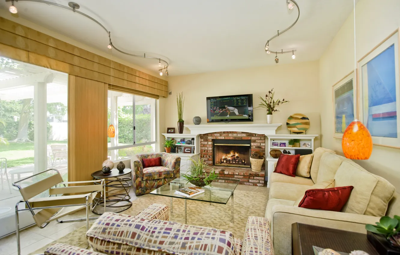 Photo wallpaper design, style, Villa, home, interior, living room, living room, family room view