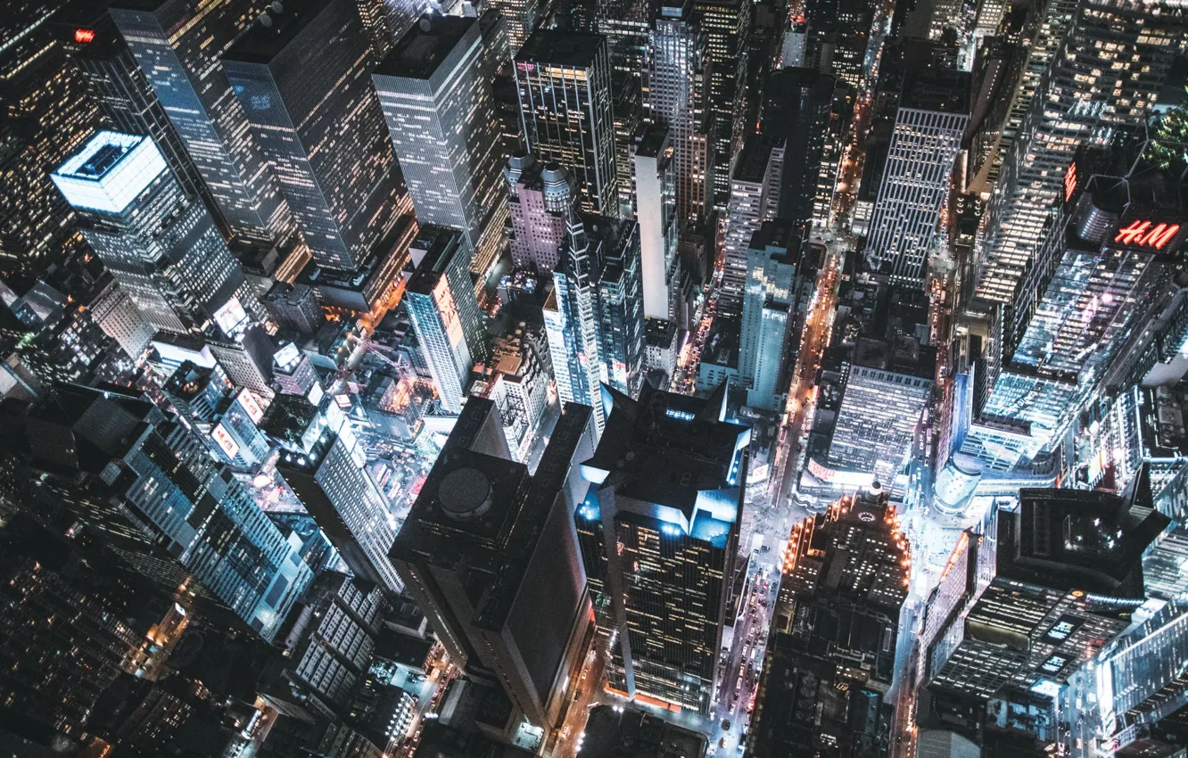 Photo wallpaper night, the city, lights, USA, New York