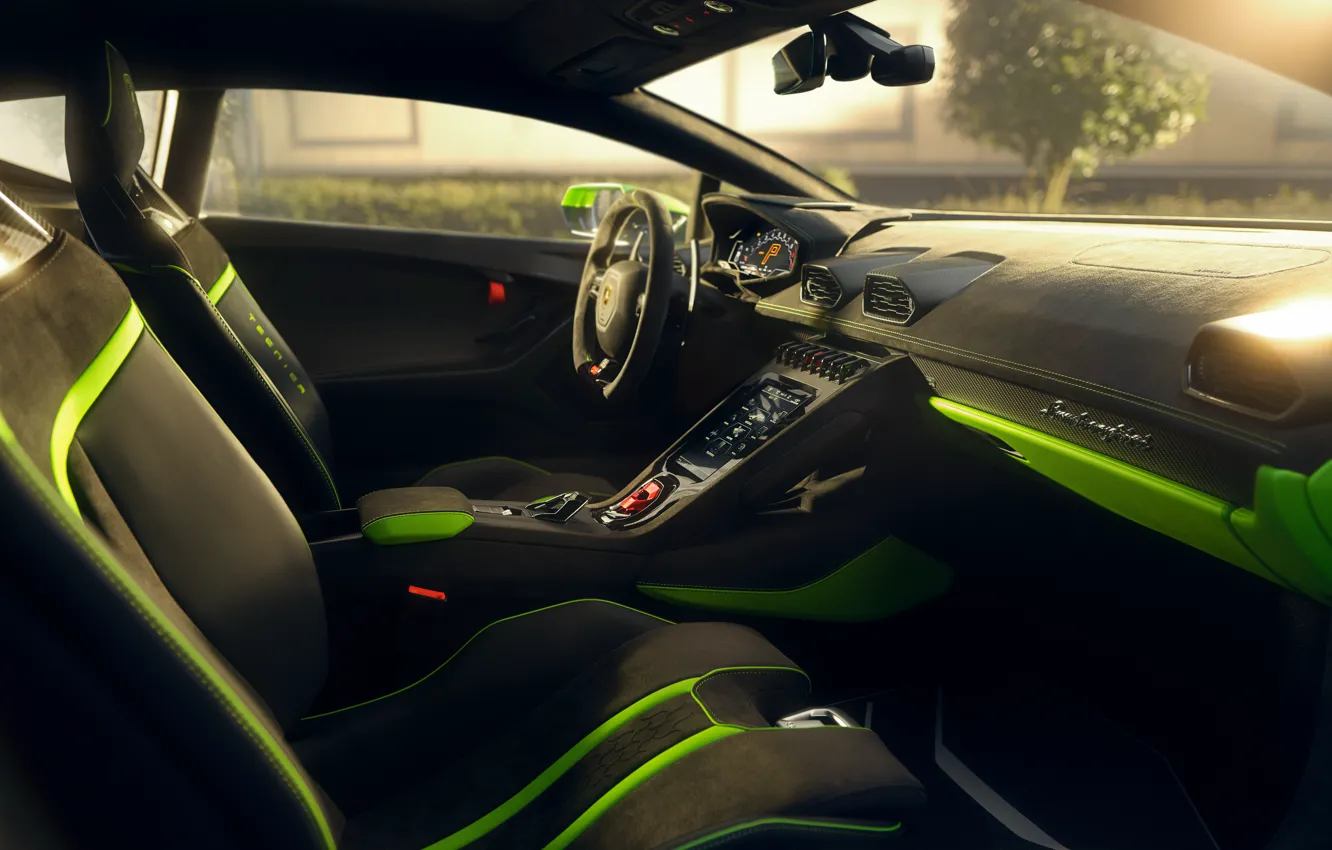 Photo wallpaper Lamborghini, steering wheel, Huracan, dashboard, car interior, torpedo, Lamborghini Huracan Tecnica