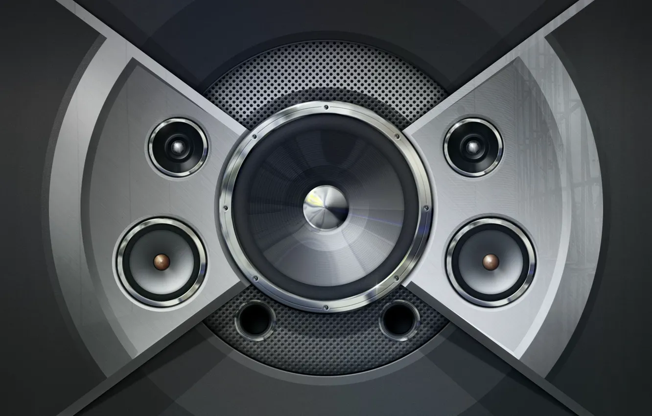 Photo wallpaper music, b/W, speakers, acoustics