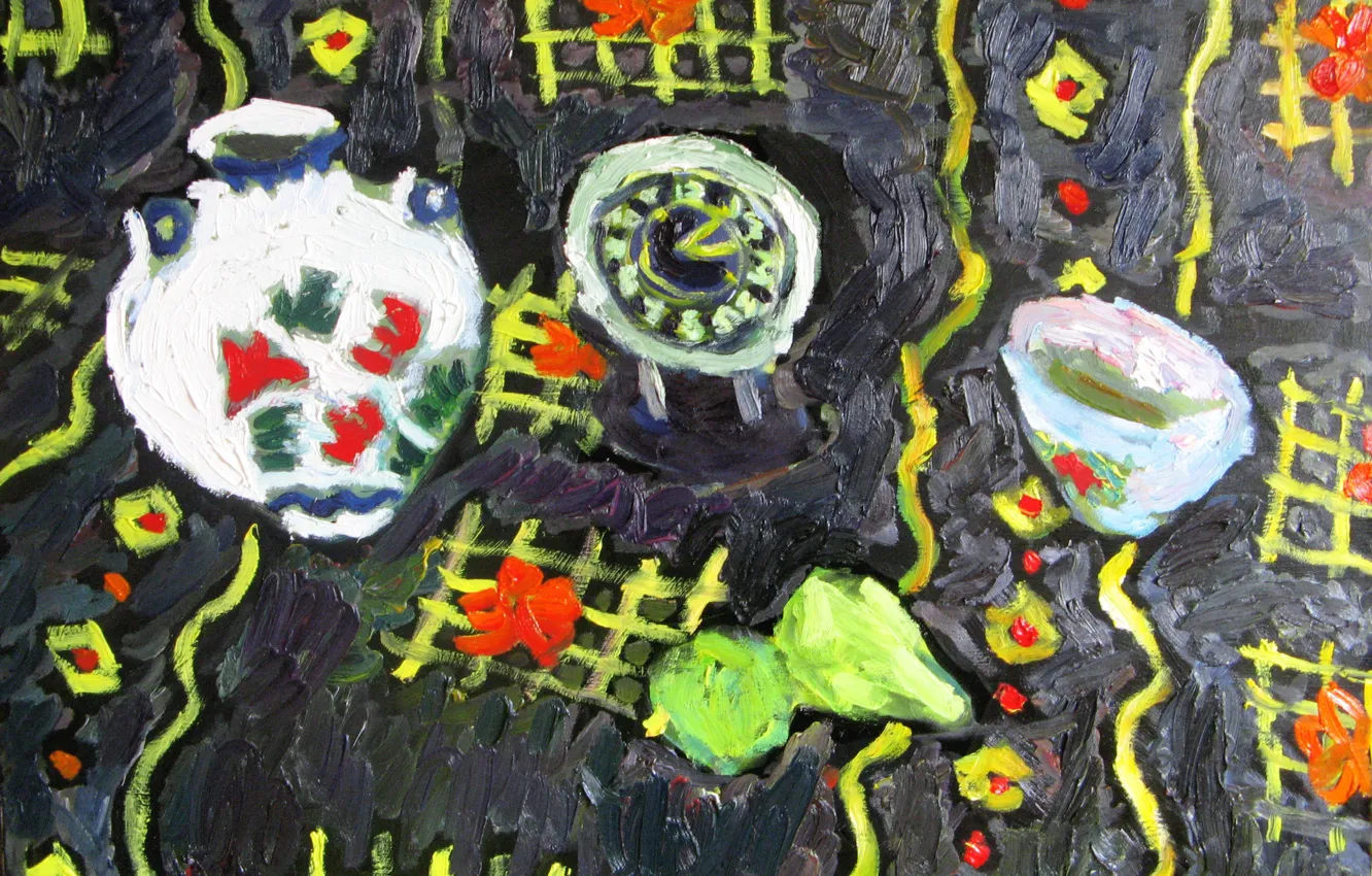 Photo wallpaper alarm clock, still life, pear, 2009, GENTLY, The petyaev