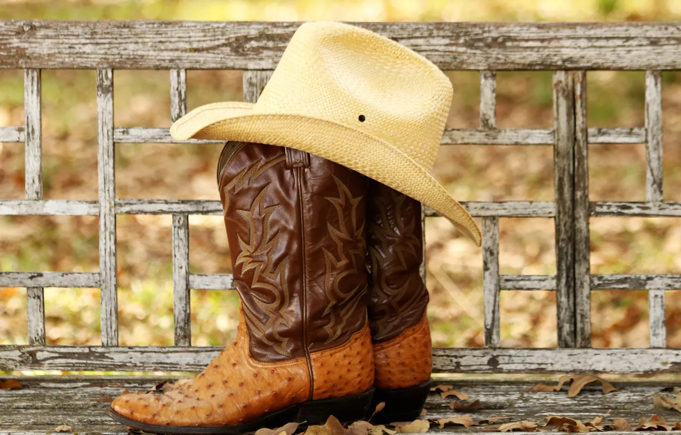 Photo wallpaper hat, boots, leather