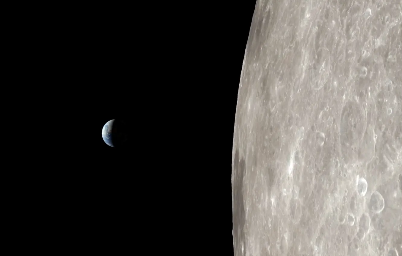 Photo wallpaper space, planet, satellite, The moon, Earth, NASA, NASA, automatic interplanetary station