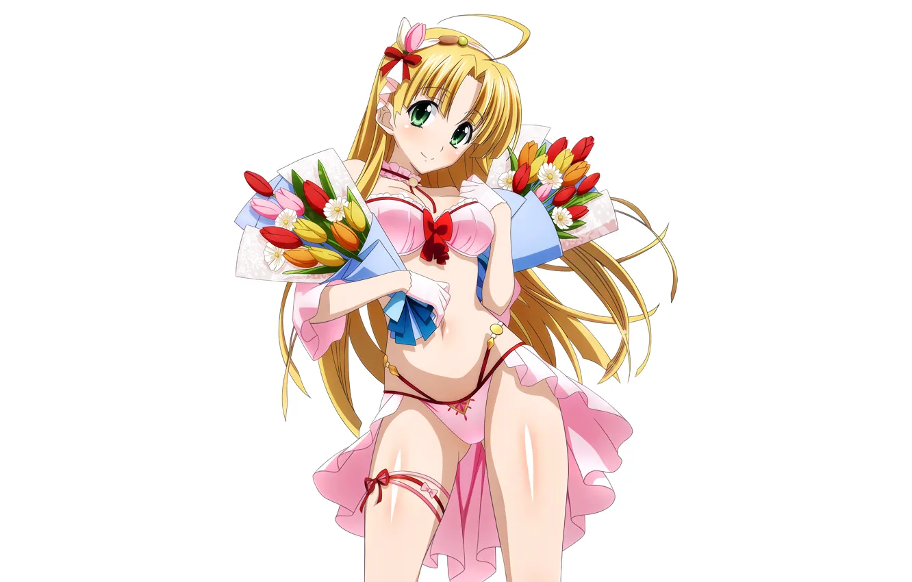 Photo wallpaper girl, sexy, lingerie, bra, cleavage, panties, green eyes, long hair