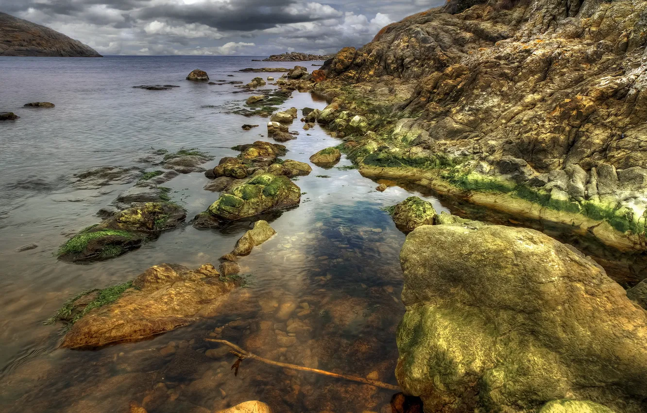 Photo wallpaper sea, landscape, stones, shore