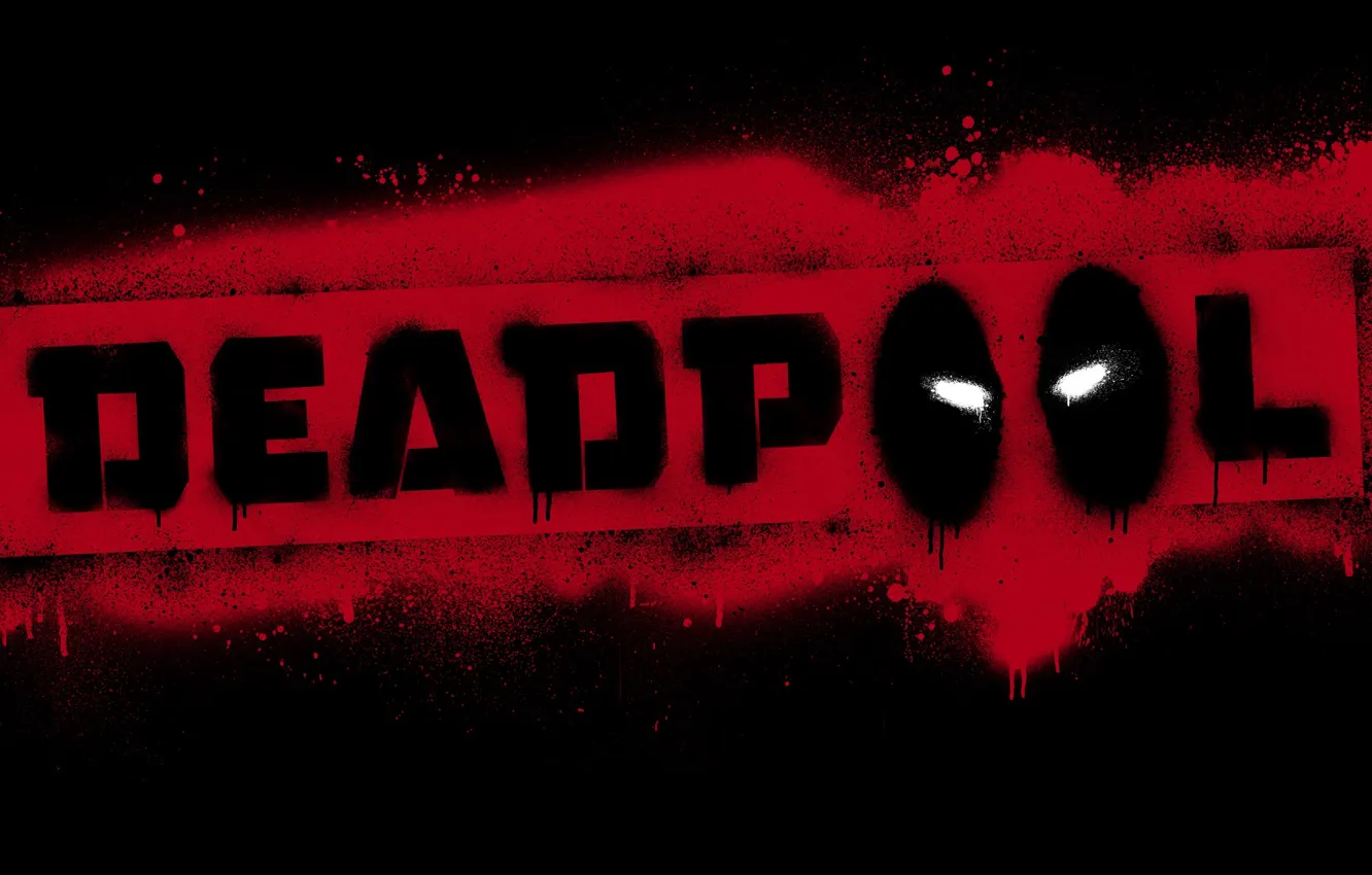 Photo wallpaper red, black, logo, Deadpool
