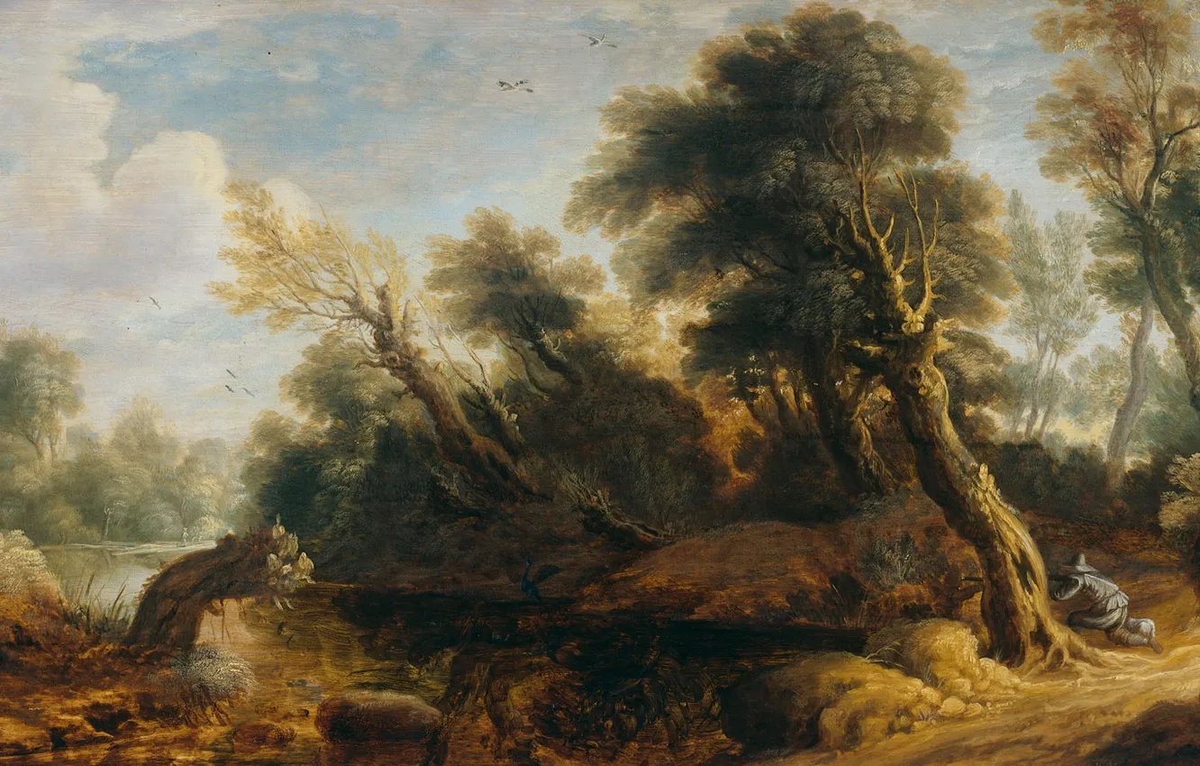 Photo wallpaper oil, picture, Landscape with Hunters, 1646, Monogrammist, The monogrammist