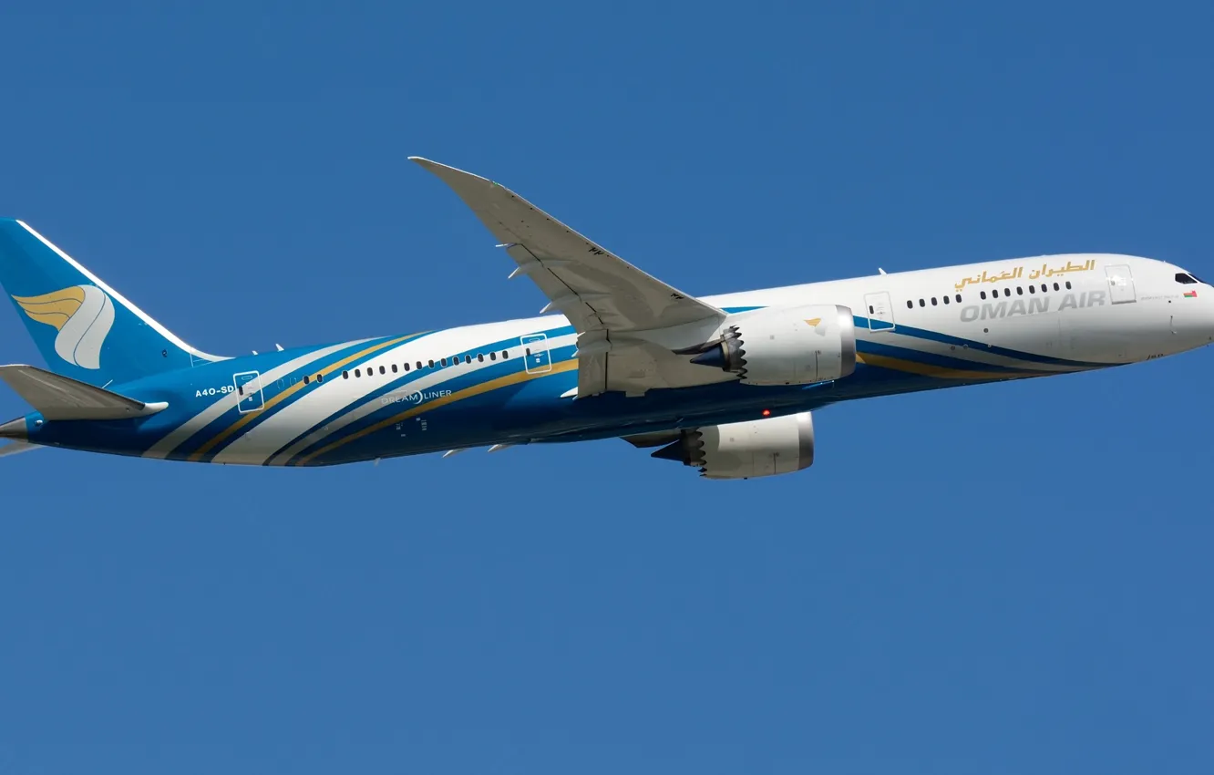 Photo wallpaper flight, Boeing, liner, Oman Air, 787-8