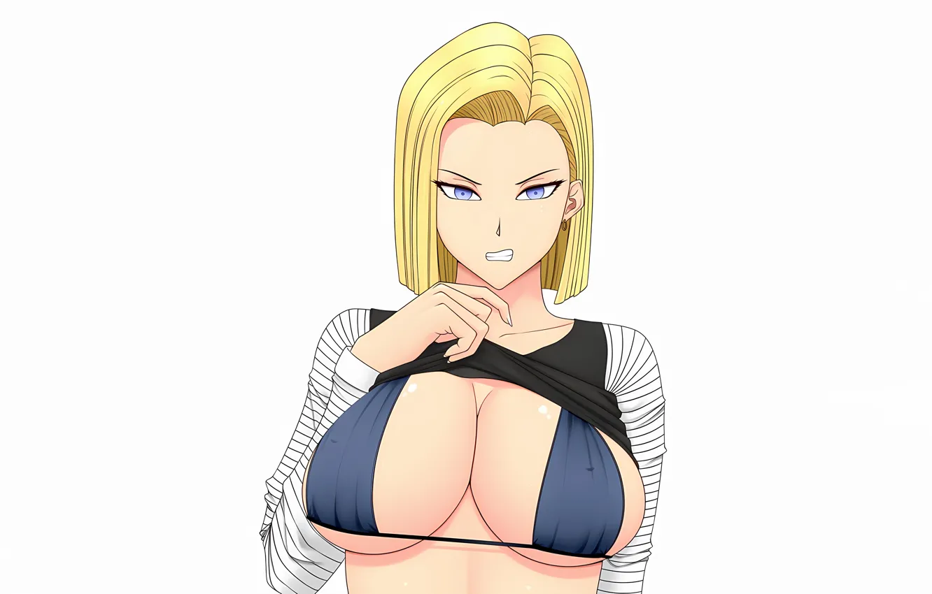 Photo wallpaper girl, sexy, lingerie, bra, cleavage, boobs, anime, beautiful