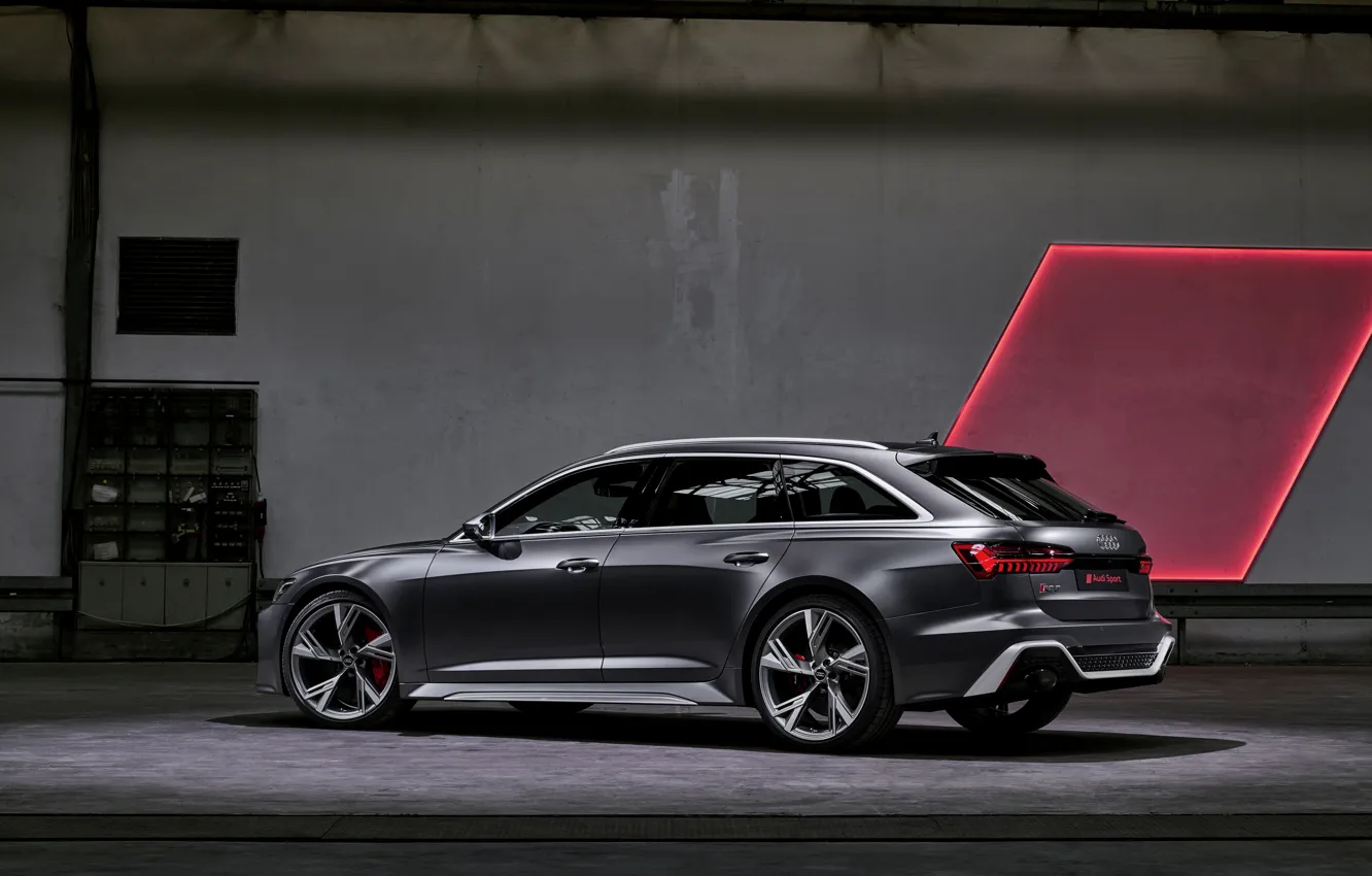Photo wallpaper Audi, side, universal, RS 6, 2020, 2019, dark gray, V8 Twin-Turbo