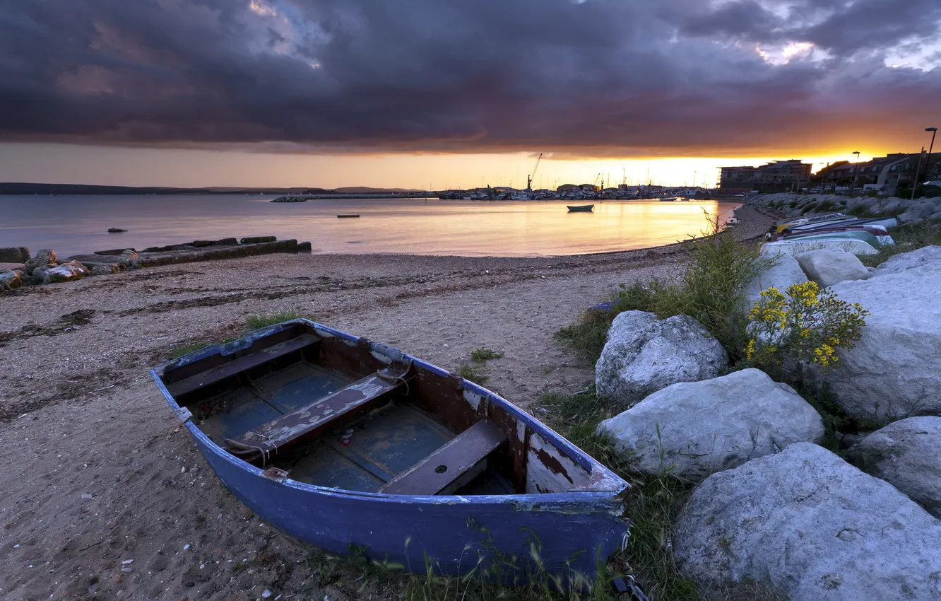 Photo wallpaper sea, landscape, boat, Bay