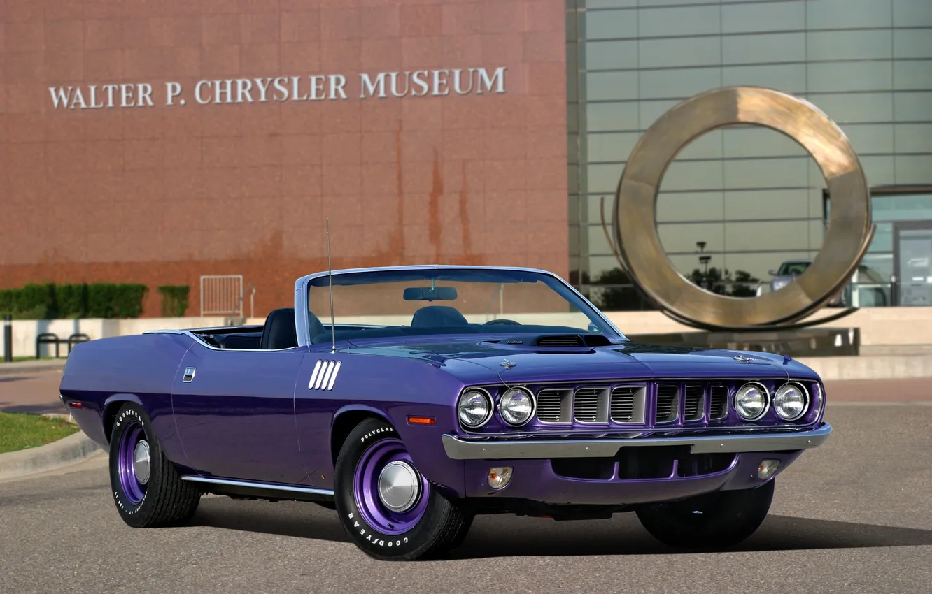 Photo wallpaper purple, 1971, convertible, muscle car, muscle car, Plymouth, violet, Plymouth