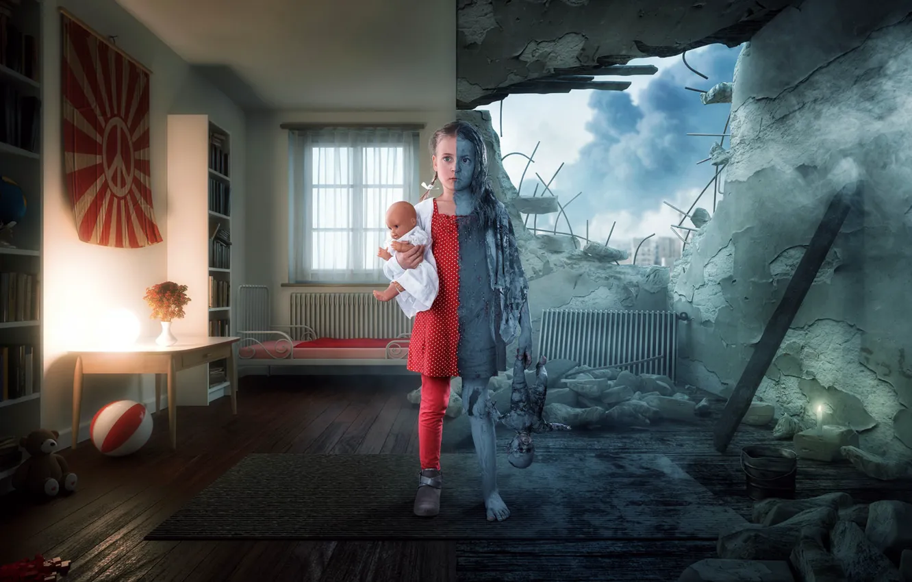 Photo wallpaper war, the world, girl