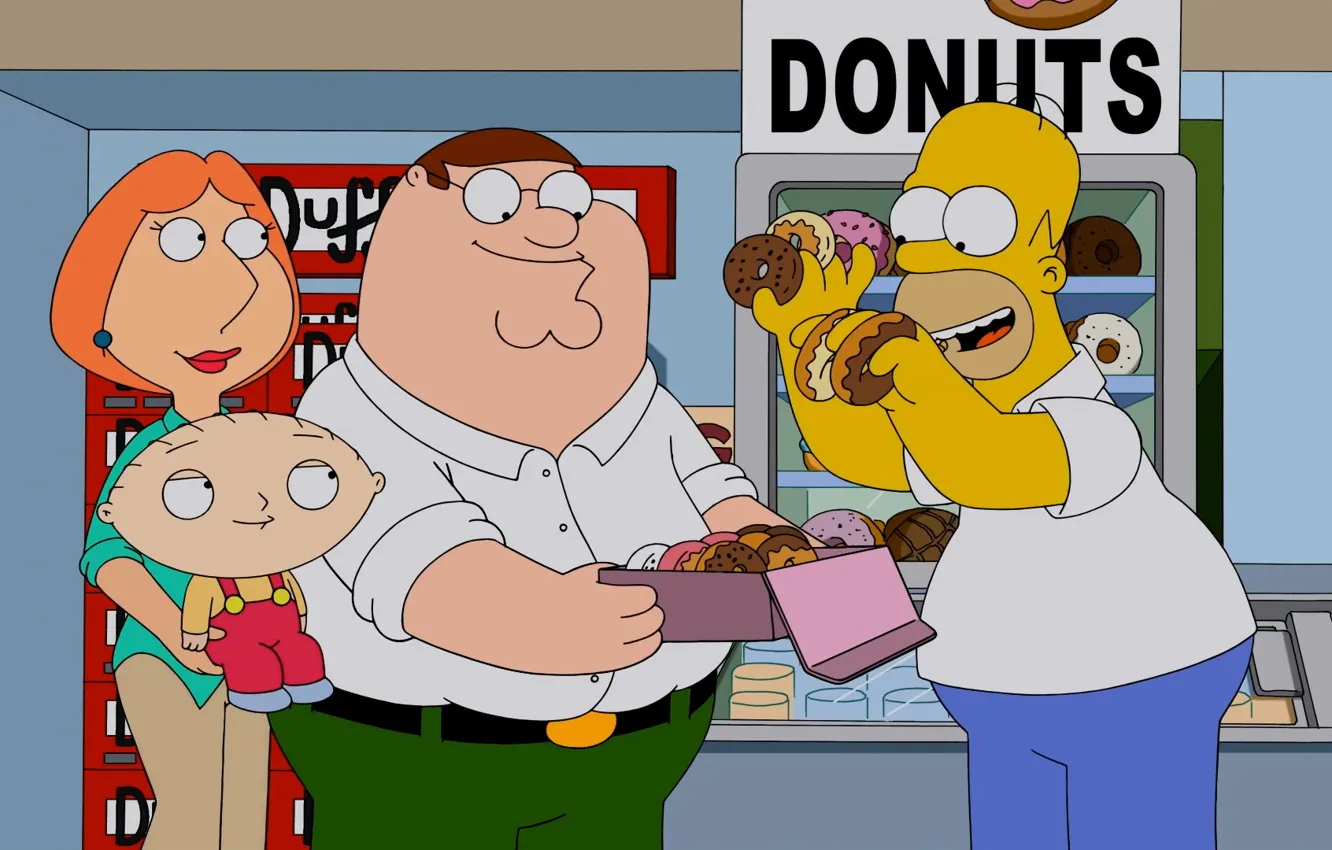 Photo wallpaper the simpsons, donuts, family guy