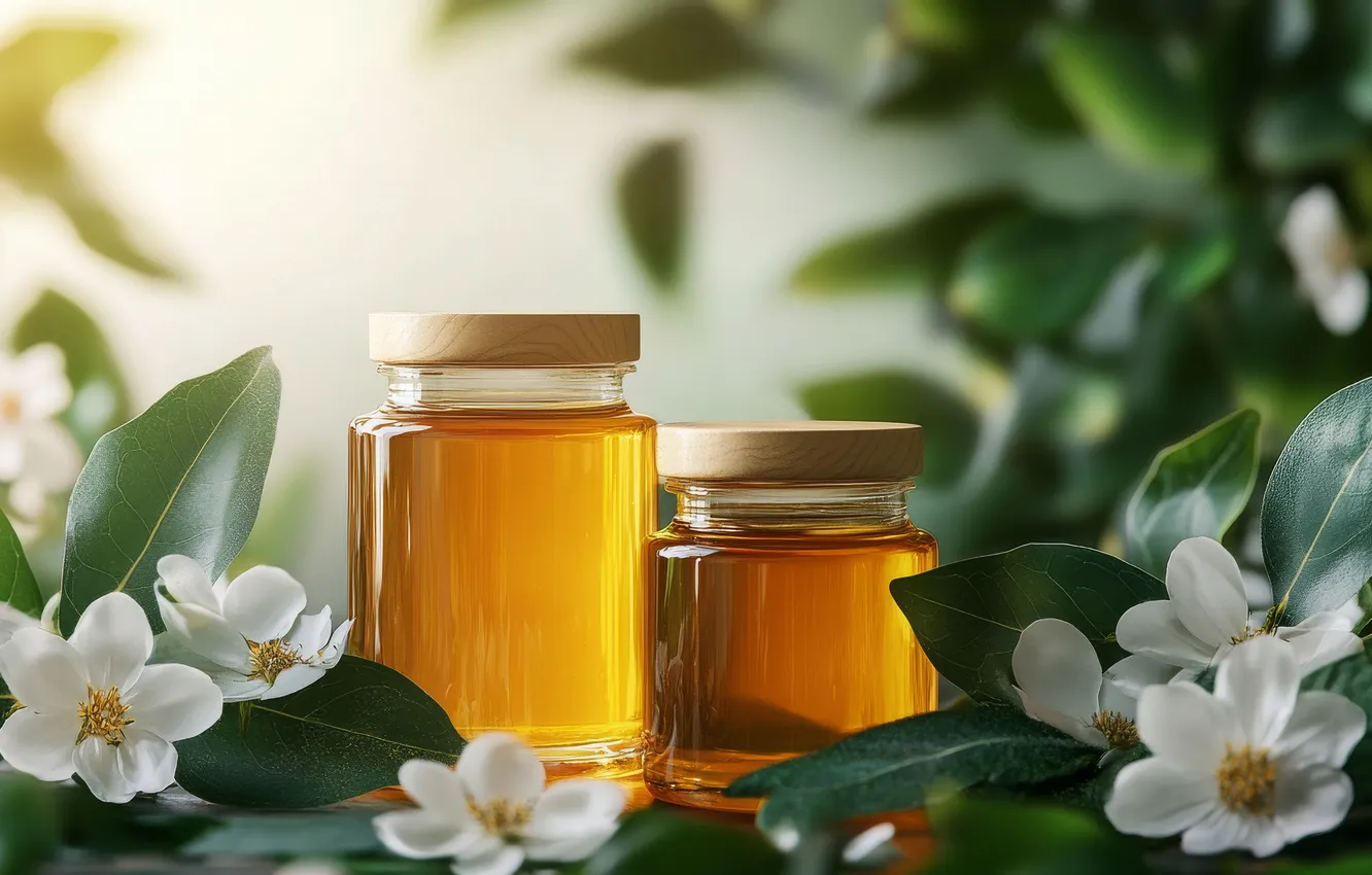 Photo wallpaper flowers, honey, Bank, AI art, neural network