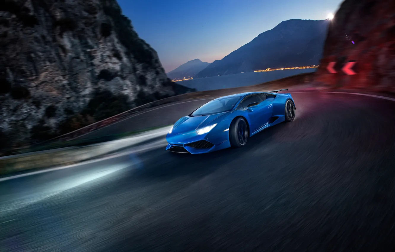 Photo wallpaper Lamborghini, blue, Lamborghini, Novitec Torado, Huracan, hurakan