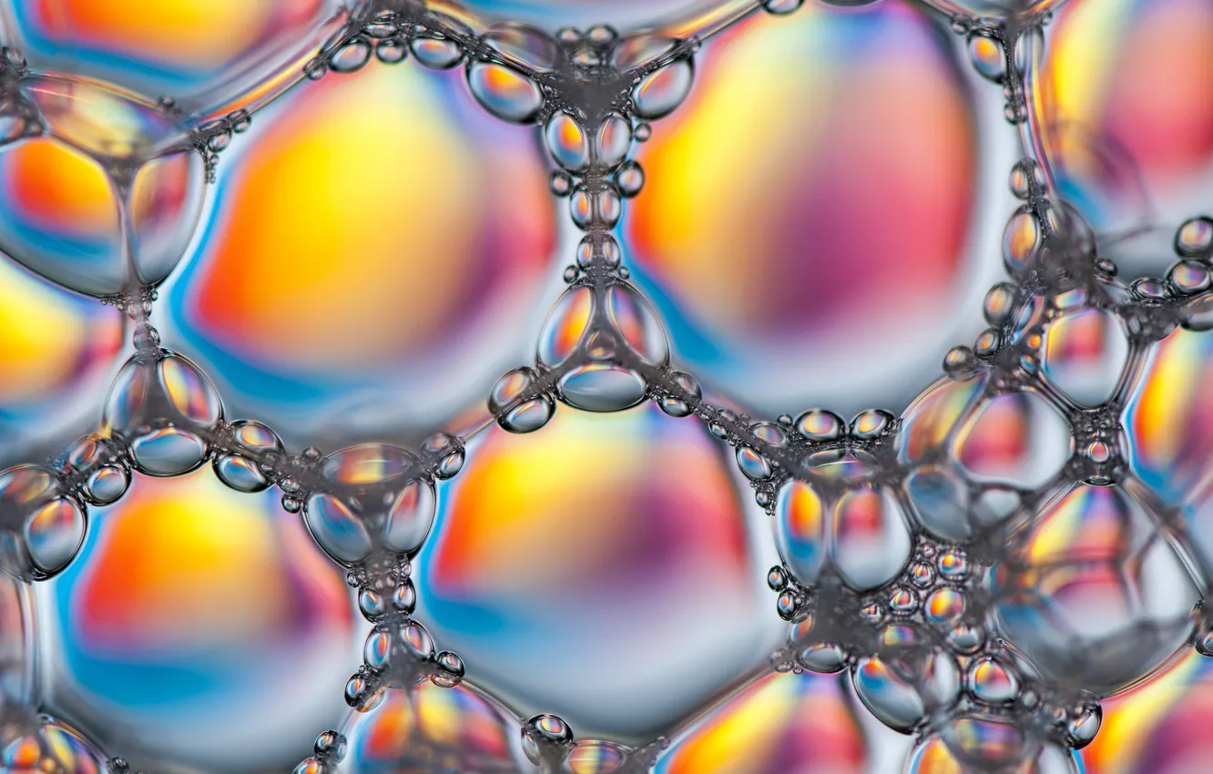 Photo wallpaper foam, bubbles, Shine, color, liquid, the volume