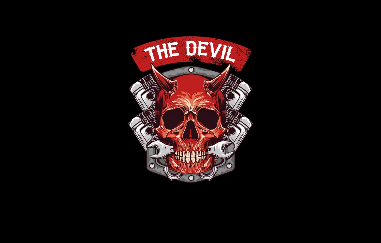 Photo wallpaper style, background, engine, skull, minimalism, key, art, the devil