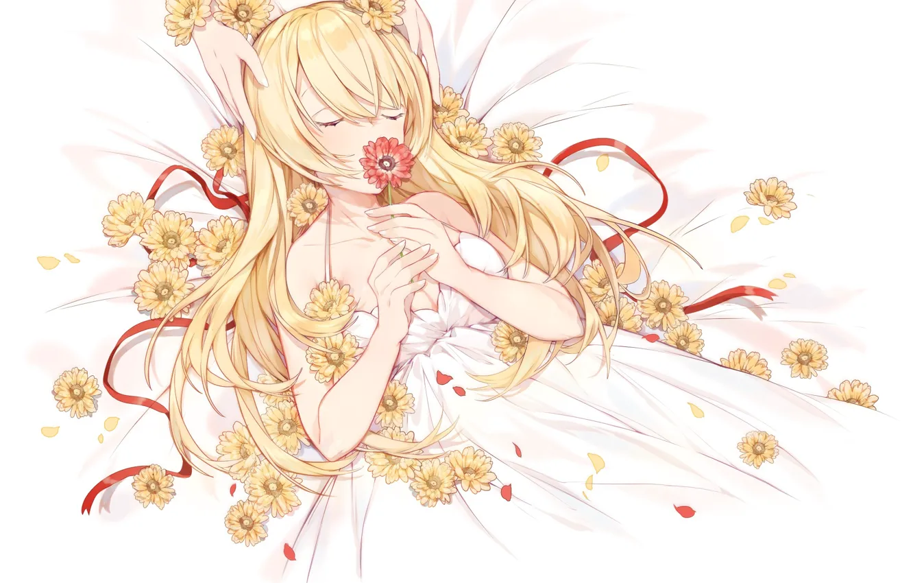 Photo wallpaper flower, girl, tenderness, hands, art, Vocaloid