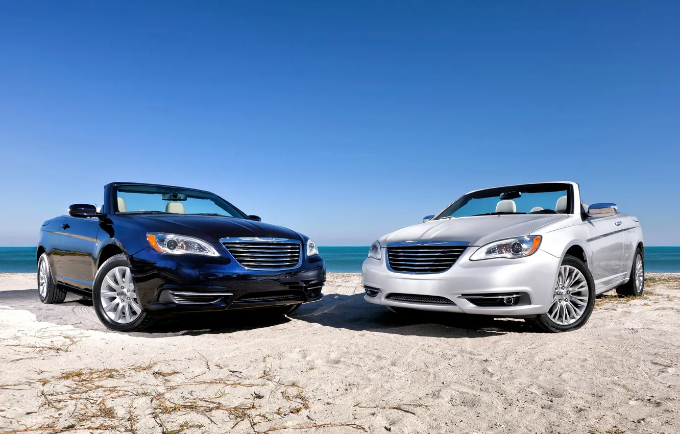 Photo wallpaper auto, grey, black, two, Chrysler, convertible, the front, 200