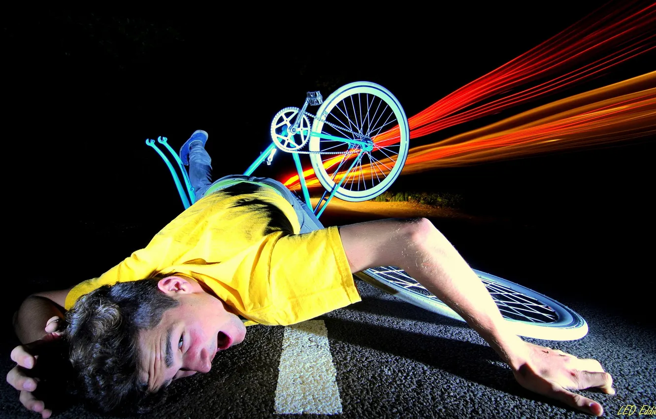 Photo wallpaper bike, the situation, guy