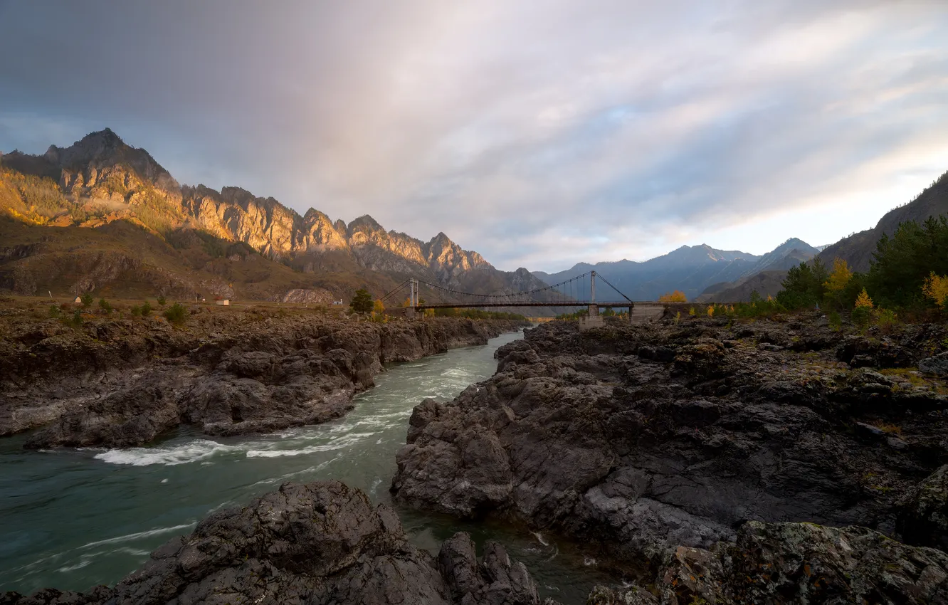 Photo wallpaper the sky, mountains, rocks, river, mountain river, Rustem Dikov