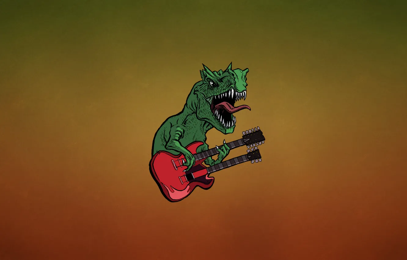 Photo wallpaper language, red, green, guitar, dinosaur, minimalism, teeth, hard