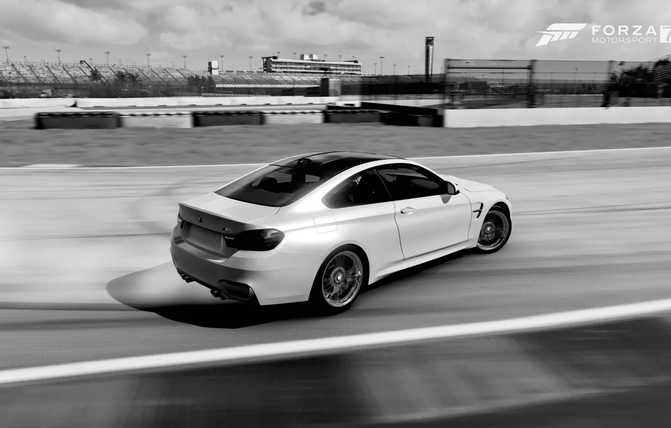 Photo wallpaper black & white, HDR, BMW, drift, game, BMW M4, FM7, UHD