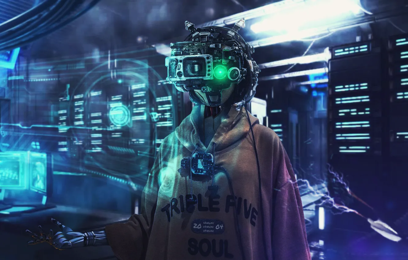 Photo wallpaper girl, mask, helmet, girl, cyberpunk, Cyber, Cyber, Cyberpunk