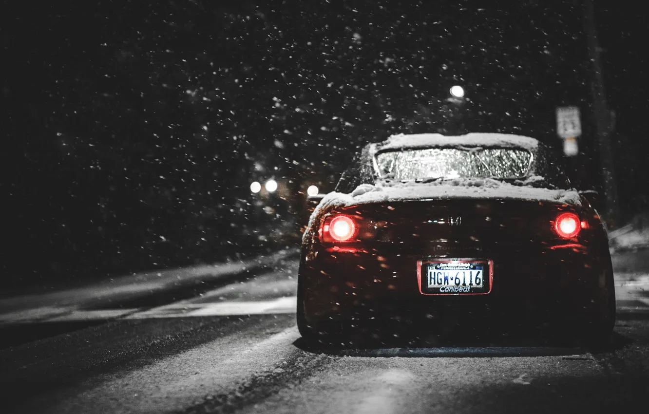 Photo wallpaper car, Honda, jdm, winter, snow, stance, s2000, canibeat