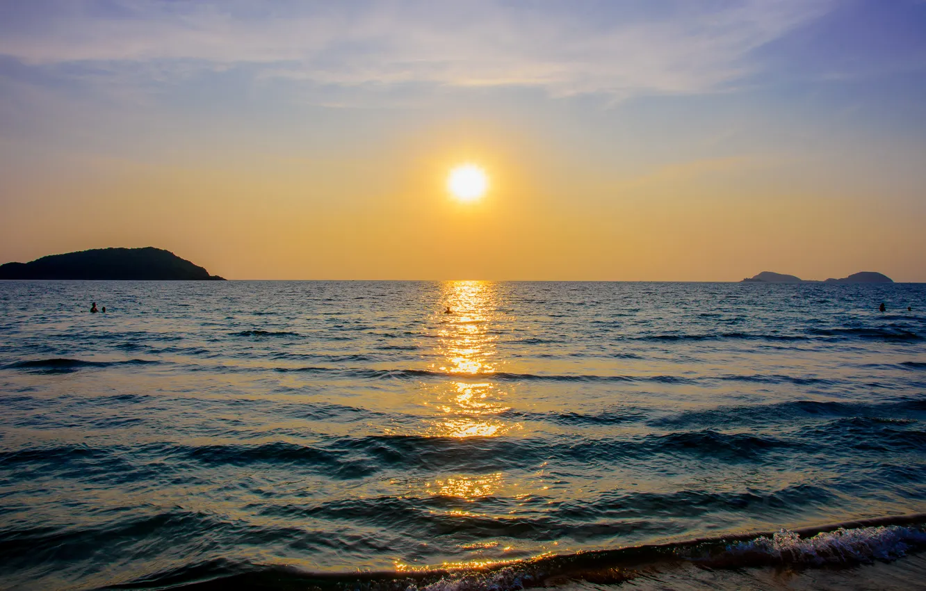 Photo wallpaper sea, beach, summer, sunset, summer, beach, sea, sunset