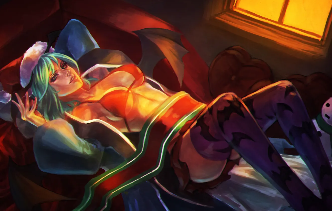 Photo wallpaper chest, girl, wings, the demon, Morrigan, art, succubus, Darkstalkers