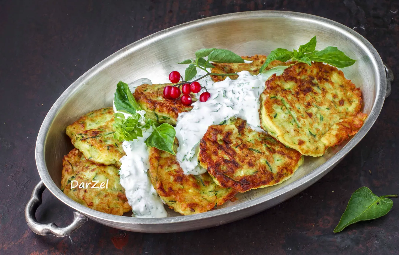 Photo wallpaper berries, sauce, pancakes