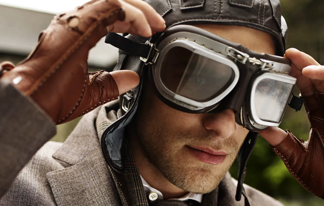 Photo wallpaper model, glasses, costume, guy, pilot